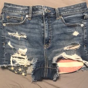 American Flag Jean Shorts